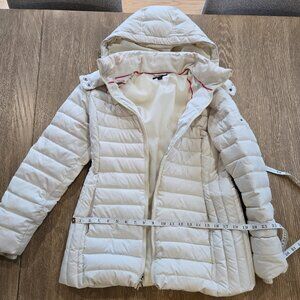 Cream Tommy Hilfiger Short Puffer Coat